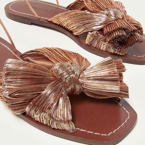 Loeffler Randall Peony Rose Gold Bow Sandal Sz 8.5